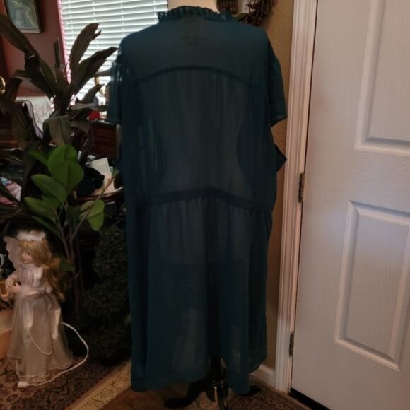 Modcloth Green dress Fall Winter 4X 4XL Semi Sheer Missing Slip - Picture 5 of 7